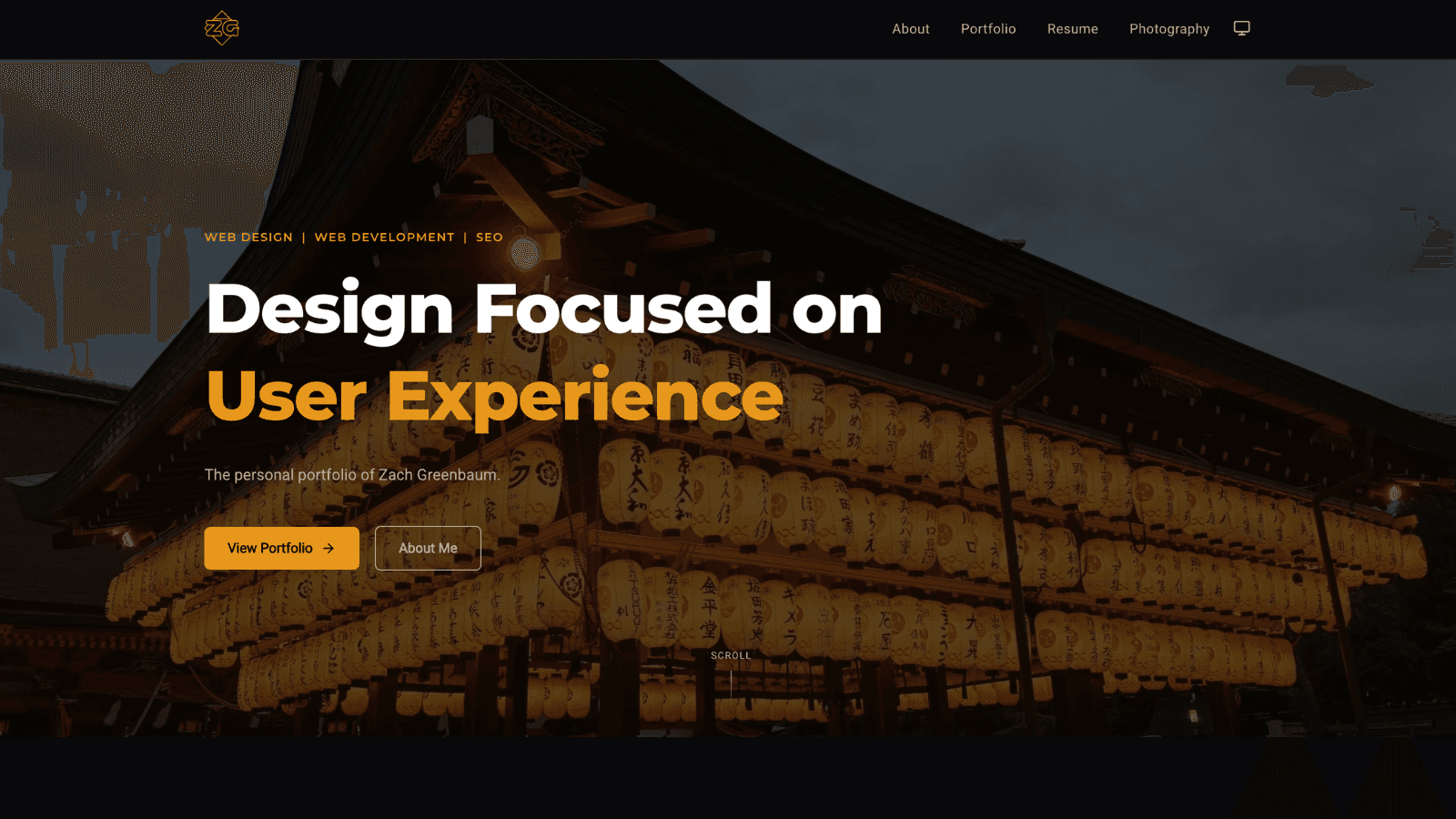 Screenshot of the live site