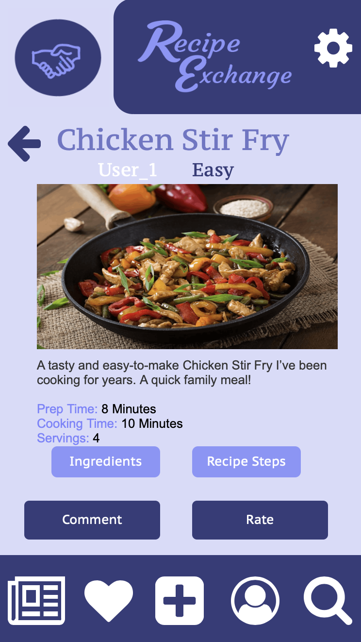 Example Recipe Screen